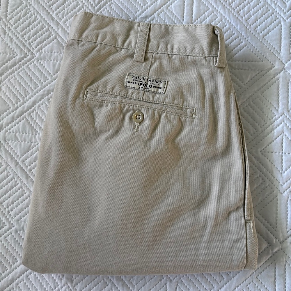 Polo Ralph Lauren Tyler Shorts Men’s 35 Khaki Tan Pleated Chino 9” Inseam